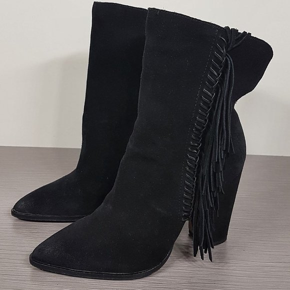 Dolce Vita Ileen Suede Fringe Boots Black Womens Size 10 - Picture 1 of 10